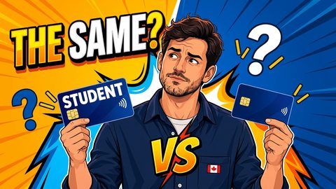 Thumbnail of a rethink normal video comparing a student credit card with a regular one